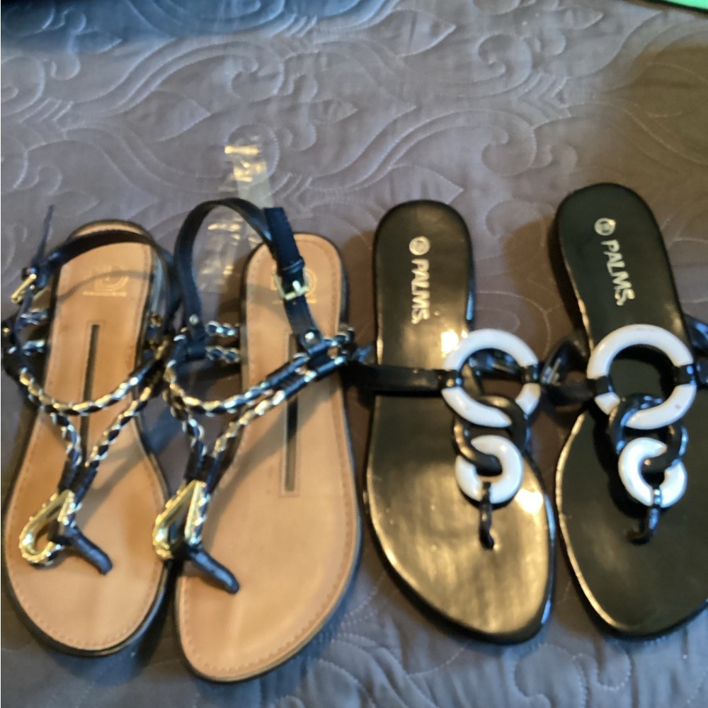 2 pair ladies thong sandals, size 8.5, summer clearance